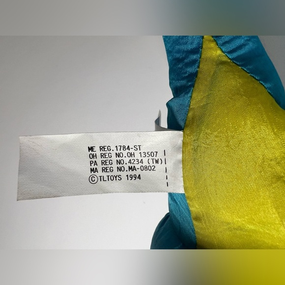 House of Lloyd Squeezosaurus Dino Parachute Plush Stuffed Animal Blue 1994 Tags - Picture 12 of 13